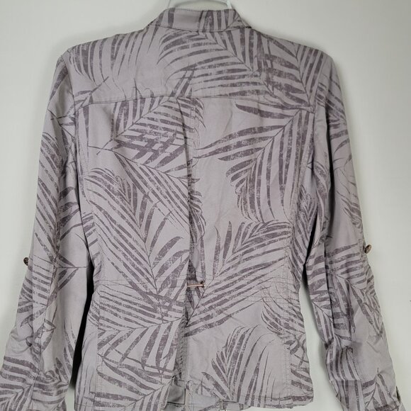 White House Black Market Palm Print Utility Jacket Women's Belted Safari - Picture 5 of 8